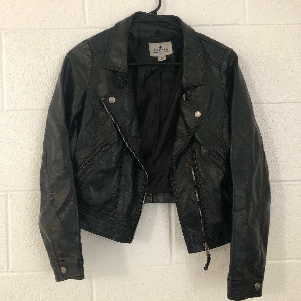 Black Vegan Leather Jacket Size Small
